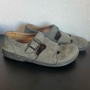 Birkenstocks | Suede Taupe/Green with Buckle W10 M8